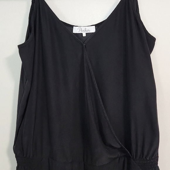 FINAL💲🔥Parker Black 100% Silk V-Neck Spaghetti Strap Romper, Size L ~ EUC - Picture 3 of 7